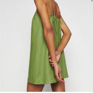 Reformation green linen dress with tags